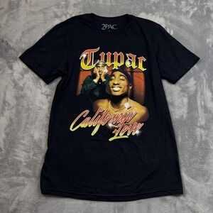 2Pac Shirt Mens Small Black California Love Tupac Shakur Rap Tee Hip Hop‎ Music